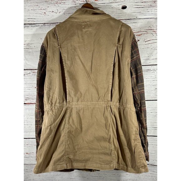 Tinsel Cargo Utility Jacket Coat Womens Size Medium Tweed Sleeve Zip Up Brown - Picture 3 of 14